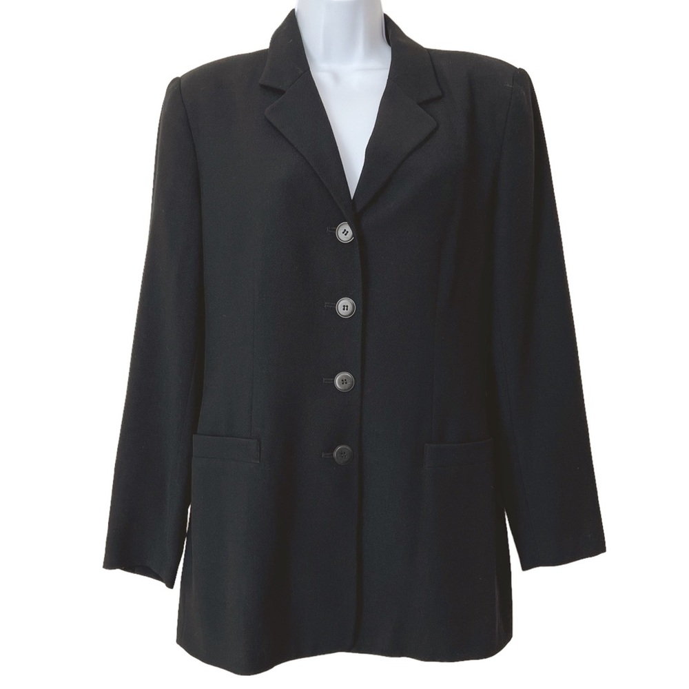 Talbots Vintage Old Money Wool Blend Academia Blazer 4 Black Classic Career